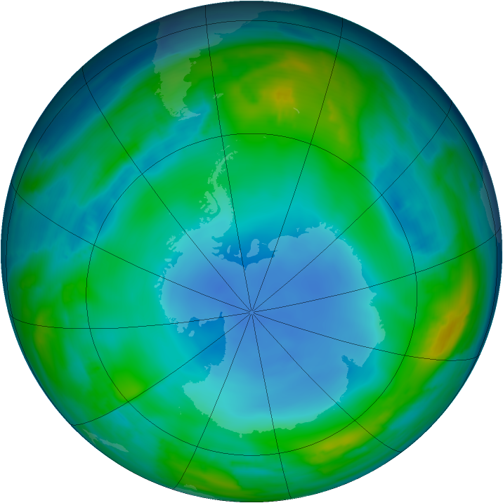 Antarctic ozone map for 17 July 2013
